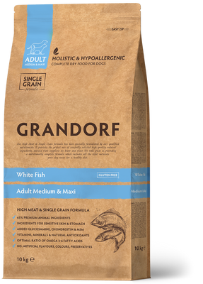 Grandorf White Fish Adult Medium Maxi 10 кг - корм для дорослих собак біла риба (gr04) 9027 фото