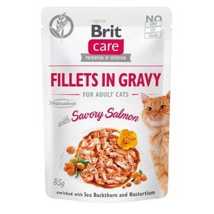 Корм вологий Brit Care Fillets in Gravy Savory Salmon д/котів філе в соусі з пікантним лососем 85 г 100530/0525 фото