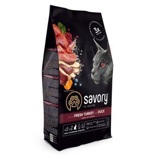 Корм сухой Savory Adult Cat Steril Fresh Turkey with Duck для стерилизованных кошек с индейкой и уткой 400 г 31584 фото