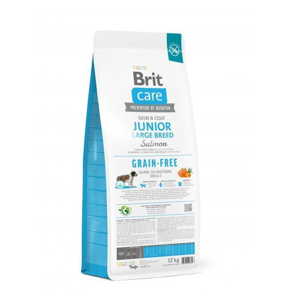 Корм сухой Brit Care Dog Grain-free Junior Large Breed для молодых собак крупных пород беззерновой с лососем 12 кг 172201 фото