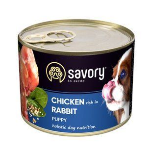 Корм влажный Savory Dog All breeds Puppy Chicken rich in Rabbit паштет для щенков всех пород с кроликом 200 г 30570 фото