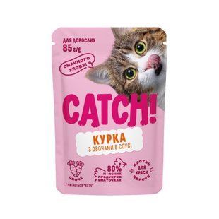 Корм вологий Catch! для дороcлих котів з куркою та овочами в соусі 85 г Catch_21977 фото
