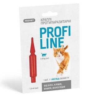 Краплі Provet PROFILINE для котів 4-8 кг інсектоакарицид 1 піпетка по 1 мл PR243112 фото