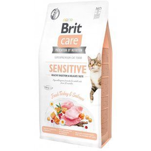 Корм сухий Brit Care Cat Grain Free Sensitive HDigestion Delicate Taste для дорослих котів з чутливим травленням з індичкою та лососем 7 кг 171281/0693 фото