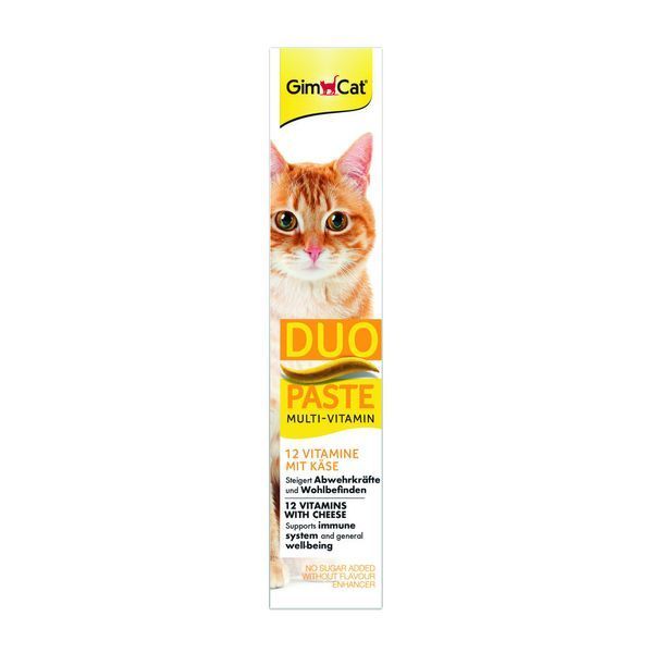 Паста GimCat DUO PASTE Multi-vitamin 12 vitamins with cheese для котів усіх порід 12 вітамінів та сир 50г G-421841 фото