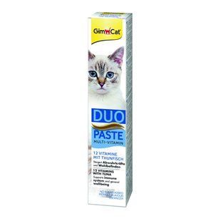 Паста GimCat DUO PASTE Multi-vitamin 12 vitamins with tuna для котів усіх порід 12 вітамінів та тунець 50г G-421858 фото