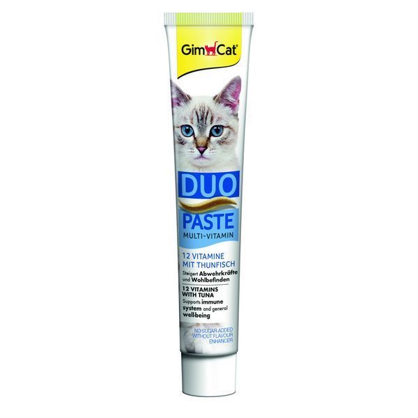 Паста GimCat DUO PASTE Multi-vitamin 12 vitamins with tuna для котів усіх порід 12 вітамінів та тунець 50г G-421858 фото