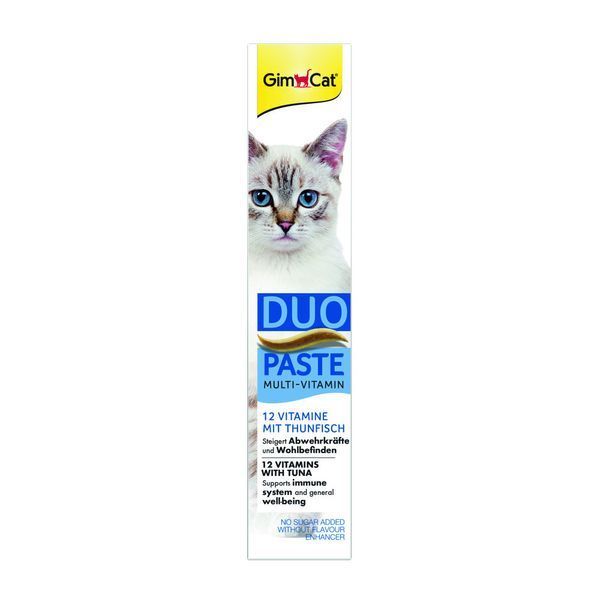 Паста GimCat DUO PASTE Multi-vitamin 12 vitamins with tuna для котів усіх порід 12 вітамінів та тунець 50г G-421858 фото