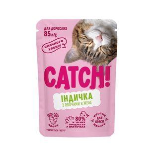 Корм вологий Catch! для дорослих котів з індичкою та овочами в желе 85 г Catch_21953 фото