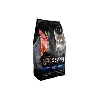 Корм сухий Savory Junior Large rich in Fresh Turkey and Chicken для молодих собак великих порід від 25 кг зі свіжою індичкою та куркою 3 кг 30204 фото