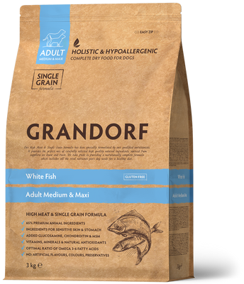 Grandorf White Fish Adult Medium Maxi 3 кг - корм для дорослих собак біла риба