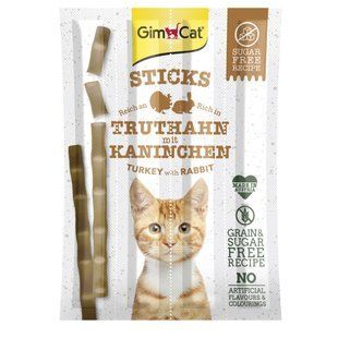 Лакомства GimCat мясные палочки для котов с индейкой и кроликом 4 шт G-420905/420530/420813 фото