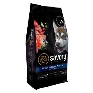 Корм сухий Savory Junior Large rich in Fresh Turkey and Chicken для молодих собак великих порід від 25 кг зі свіжою індичкою та куркою 12 кг 30211 фото
