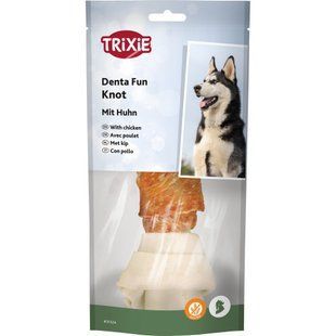 Лакомство Trixie Denta Fun для собак Косточка для чистки зубов с курицей 18 см 120 г 31324_1шт фото