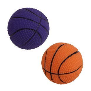 Игрушка Eastland для собак Мяч баскетбольный с пищалкой виниловый оранжевый/фиолетовый 7 см 520-170 фото
