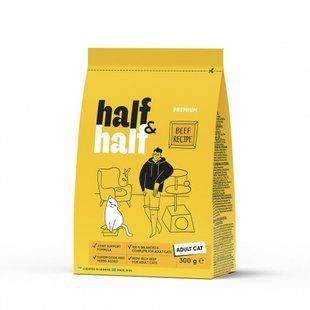 Корм сухий HalfHalf для дорослих котів із яловичиною 300 г 20956 фото