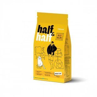 Корм сухий HalfHalf для дорослих котів із яловичиною 2 кг 20840 фото
