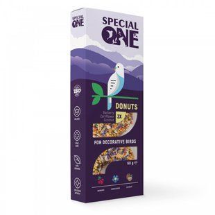 Ласощі Special One Пончики для декоративних птиц барбарис волошка кокос 60 г PR242516 фото