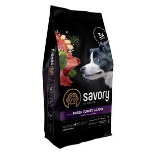 Корм сухой Savory Medium Breed rich in Fresh Turkey and Lamb для взрослых собак средних пород от 10 до 25 кг со... 30273 фото