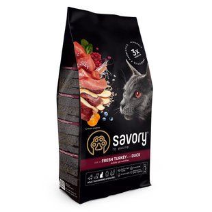 Корм сухой Savory Adult Cat Steril Fresh Turkey with Duck для стерилизованных кошек с индейкой и уткой 2 кг 31591_Savory фото