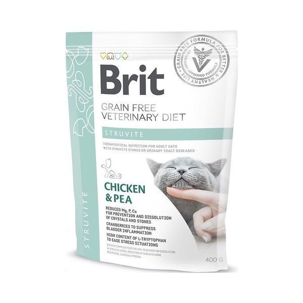 Корм сухой Brit Grain Free VetDiet Cat Struvite для котов с мочекаменной болезнью с курицей и горохом 400 г 170955/528288 фото