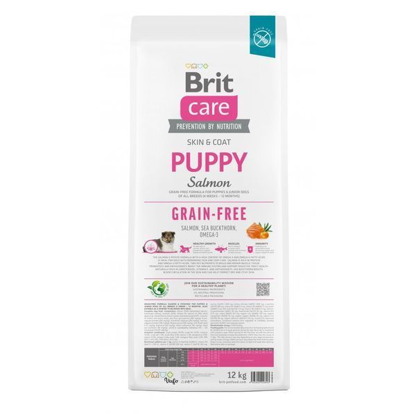 Корм сухой Brit Care Dog Grain-free Puppy для щенков беззерновой с лососем 12 кг 172195 фото