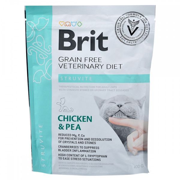 Корм сухой Brit Grain Free VetDiet Cat Struvite для котов с мочекаменной болезнью с курицей и горохом 400 г 170955/528288 фото