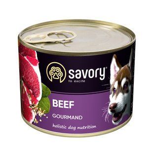 Корм влажный Savory Dog Gourmand Beef паштет для взрослых собак всех пород с говядиной 200 г 30426 фото