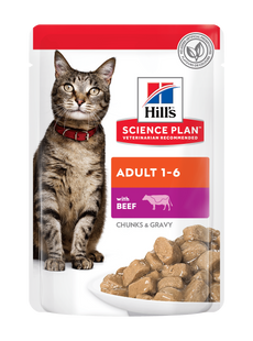 Hill's SCIENCE PLAN Adult Вологий корм для дорослих котів, з яловичиною, пауч, 85г 603999 фото
