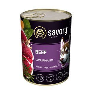 Корм влажный Savory Dog Gourmand Beef паштет для взрослых собак всех пород с говядиной 400 г 30433 фото