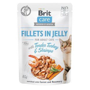 Корм вологий Brit Care Fillets in Jelly Tender Turkey and Shrimps д/котів філе в желе з індичкою та креветками 85 г 100535/0570 фото