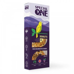 Ласощі Special One Пончики для декоративних птахів смородина ехінацея виноград 60 г PR242518 фото