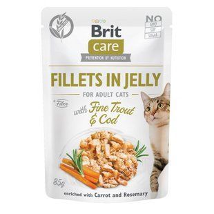 Корм вологий Brit Care Fillets in Jelly Fine Trout and Cod д/котів філе в желе з тріскою та фореллю 85 г 100536/0587 фото