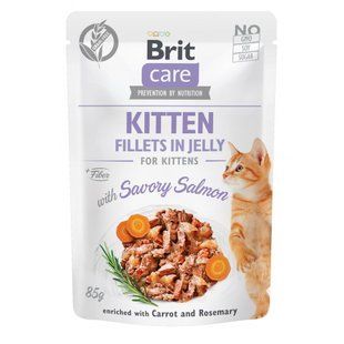 Корм вологий Brit Care Fillets in Jelly Savory Salmon Kitten д/кошенят філе в желе з лососем 85 г 100537/0594 фото