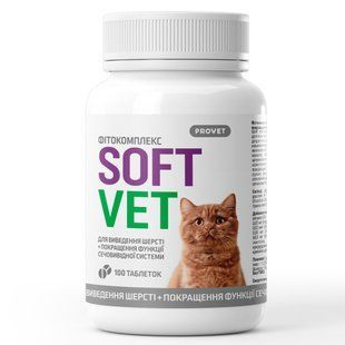Фитокомплекс Provet SOFTVET для кошек для вывода шерсти и улучшение функции мочевыводящей системы100 таб PR244053 фото
