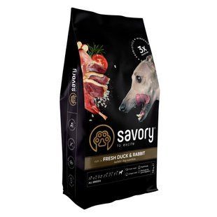 Корм сухой Savory Adult All Breeds Rich in Fresh Duck and Rabbit для собак всех пород со свежей уткой и кроликом 12 кг 30181 фото