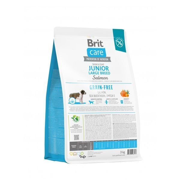 Корм сухой Brit Care Dog Grain-free Junior Large Breed для молодых собак крупных пород беззерновой с лососем 3 кг 172200 фото
