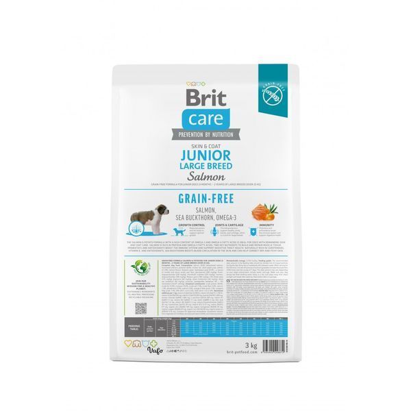 Корм сухой Brit Care Dog Grain-free Junior Large Breed для молодых собак крупных пород беззерновой с лососем 3 кг 172200 фото