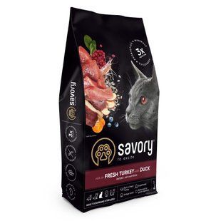 Корм сухой Savory Adult Cat Steril Fresh Turkey with Duck для стерилизованных кошек с индейкой и уткой 8 кг 31607_Savory фото