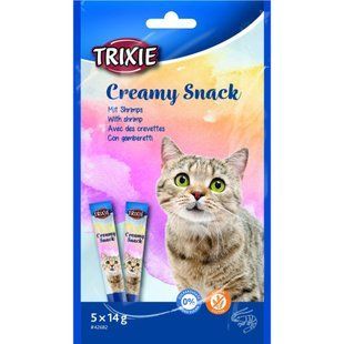 Ласощі Trixie Creamy Snacks для котів з тунцем і креветками 5 шт х 14 г 42682 фото