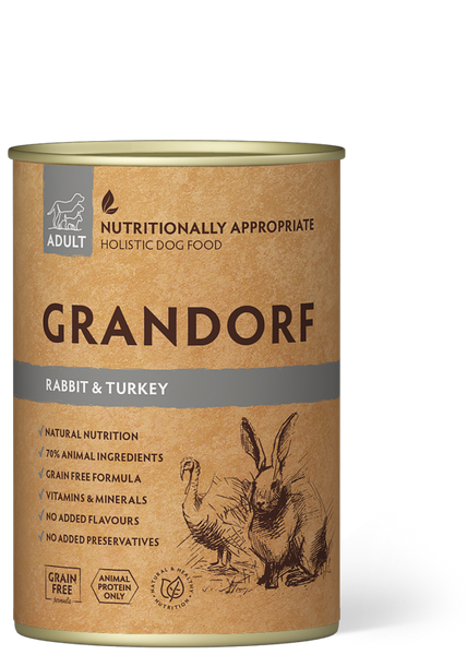 Grandorf Rabbit & Turkey Recipe 400 г - вологий корм для собак з кроликом та індичкою GDDW1340 фото