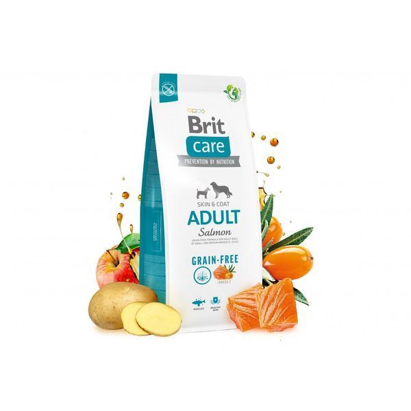 Корм сухой Brit Care Dog Grain-free Adult для взрослых собак малых и средних пород беззерновой с лососем 1 кг 172196 фото