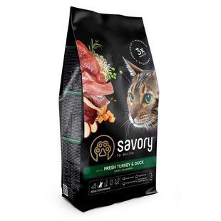 Корм сухой Savory Adult Cat Gourmand Fresh Turkey and Duck для котов-гурманов со свежей индейкой и уткой 2 кг 30051 фото