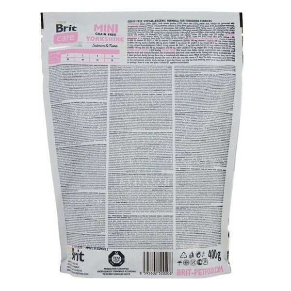 Корм сухий Brit Care Grain Free Mini Yorkshire для йоркширських тер&rsquo;єрів з лососем та тунцем 400 г 170780/0206 фото