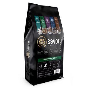 Корм сухой Savory Adult Cat Gourmand Fresh Turkey and Duck для котов-гурманов со свежей индейкой и уткой 8 кг 30068 фото