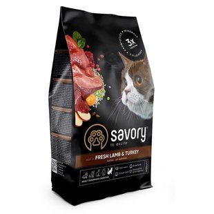 Корм сухой Savory Adult Cat Sensitive Digestion Fresh Lamb and Turkey для кошек с чувствительным пищеварением со... 30075 фото