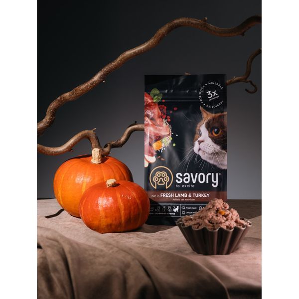 Корм сухий Savory Adult Cat Sensitive Digestion Fresh Lamb and Turkey для дорослих котів з чутливим травленням зі свіжою ягнятиною та індичкою 400 г 30075 фото