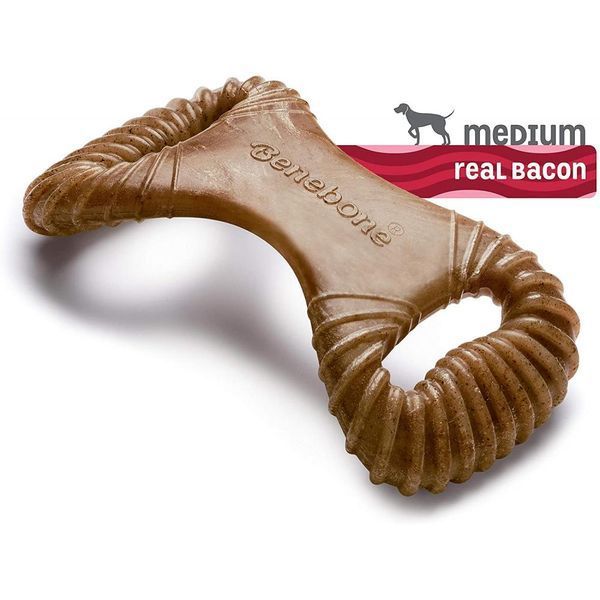Игрушка Benebone Dental Chew Bacon крепкая для грызения Дентал кость со вкусом бекона размер MEDIUM для собак весом до 27 кг 860350 фото