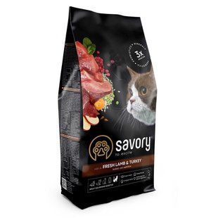 Корм сухой Savory Adult Cat Sensitive Digestion Fresh Lamb and Turkey для взрослых кошек с чувствительным... 30082 фото