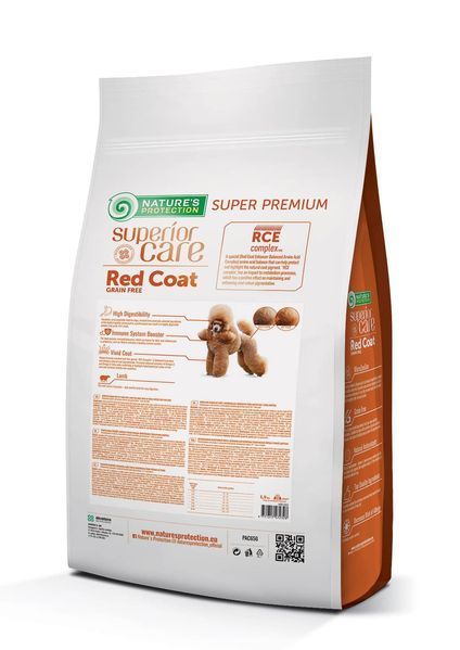 Nature's Protection Superior Care Red Coat Grain Free Lamb Adult Small Breeds Сухий беззерновий корм для дорослих собак малих порід з рудим забарвленням з ягням, 1,5 кг NPSC47232 фото
